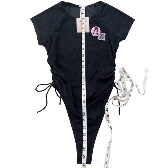 NWT Savage x Fenty Terrycloth Thong Bodysuit in Black Size Small - Picture 8 of 10